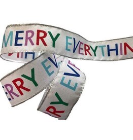 Everything Merry White Wired Ribbon - 50 Yards