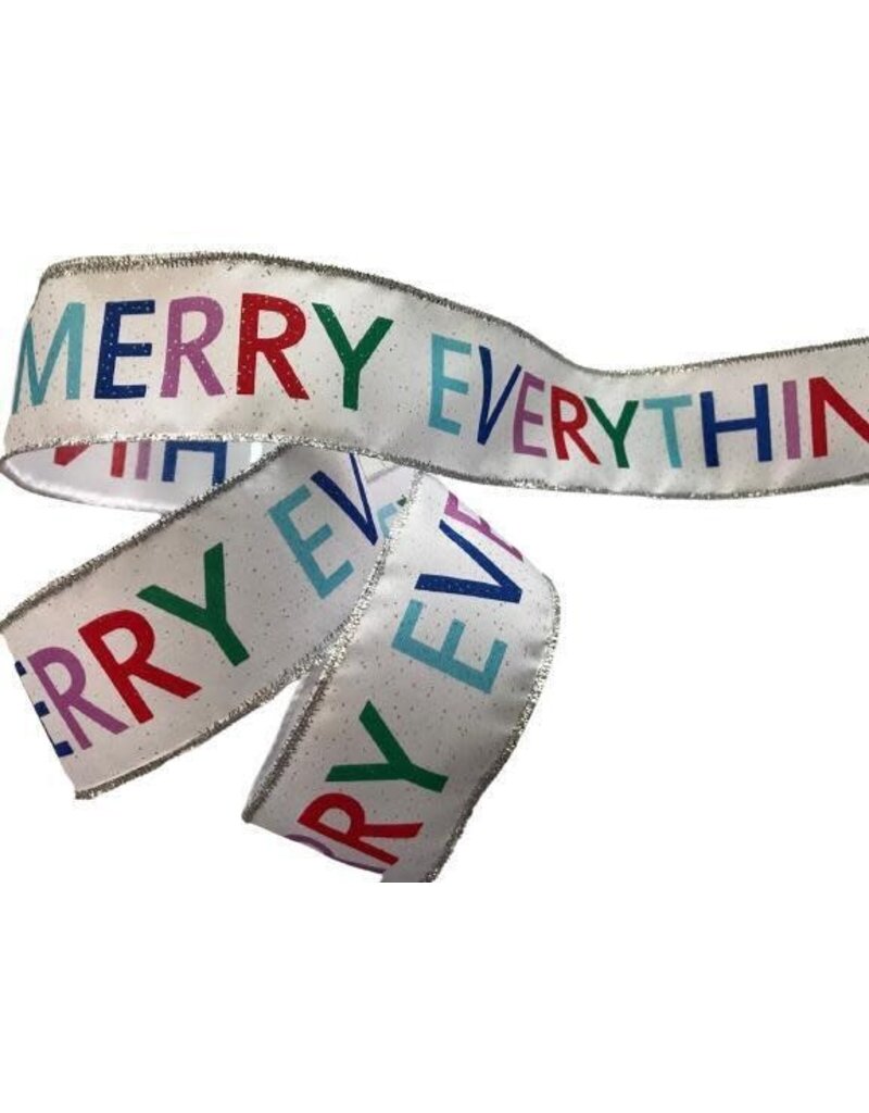 Everything Merry White Wired Ribbon - 50 Yards