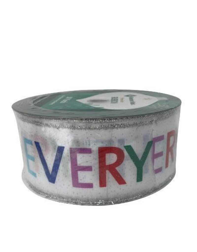 Everything Merry White Wired Ribbon - 50 Yards