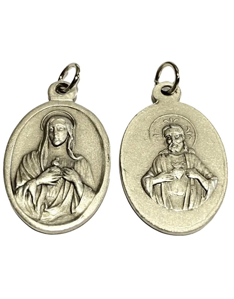 Sacred and Immaculate Hearts Oxidized medal
