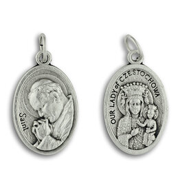St. John Paul II and Our Lady of Czestochowa oxidized medal