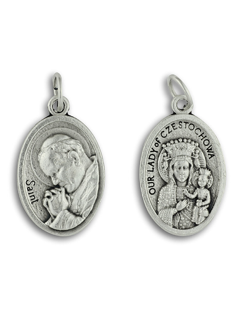 St. John Paul II and Our Lady of Czestochowa oxidized medal