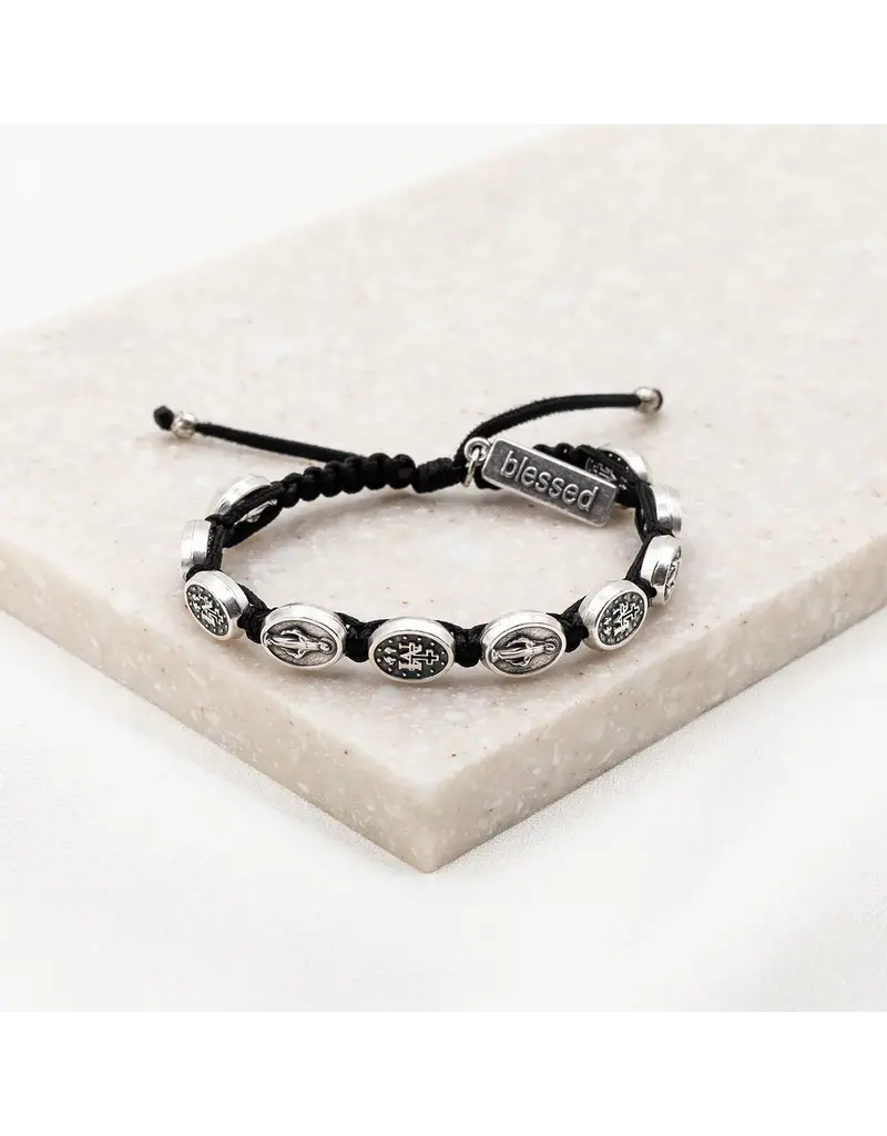 My Saint My Hero Miraculous Mary Blessing Bracelet Silver/Black