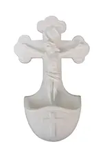 Goldscheider of Vienna Crucifixion Font in simple white 5"