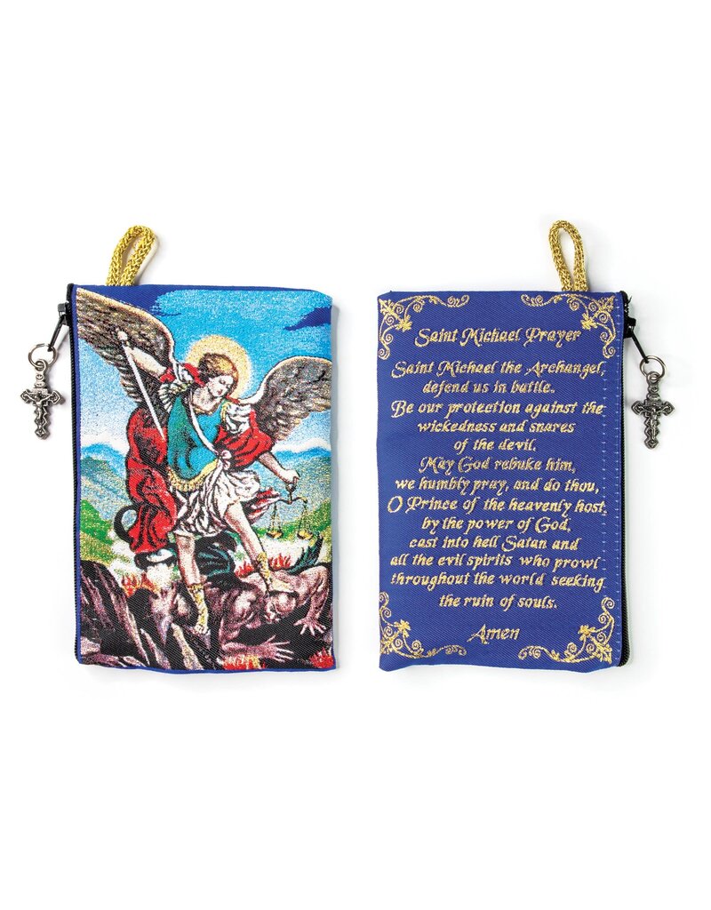 Logos Trading Post St. Michael w/ Prayer Woven Tapestry Rosary Pouch
