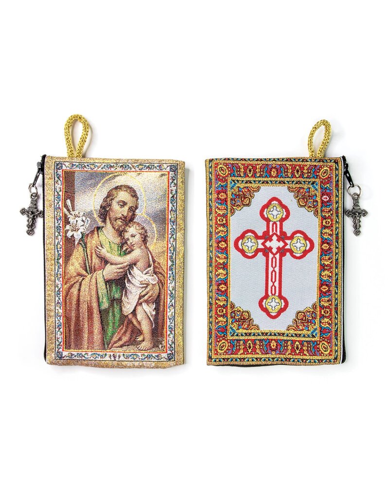 Logos Trading Post St. Joseph & Cross Woven Tapestry Rosary Pouch