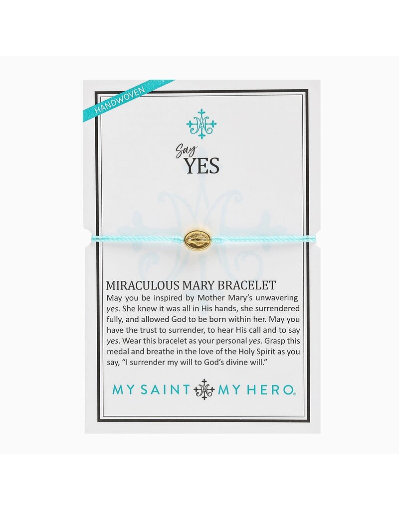 My Saint My Hero Say Yes Miraculous Mary - Mint / Silver Bracelet