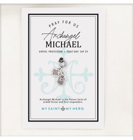 My Saint My Hero St. Michael/Guardian Angel Charm, small, silver