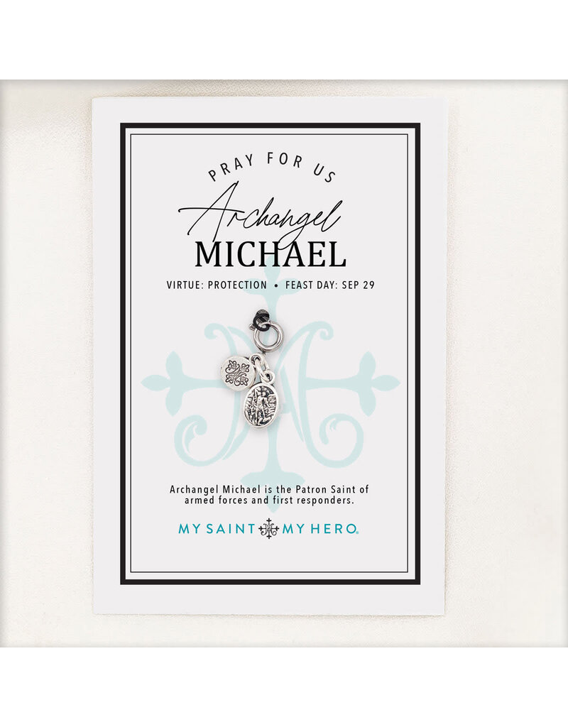 My Saint My Hero St. Michael/Guardian Angel Charm, small, silver