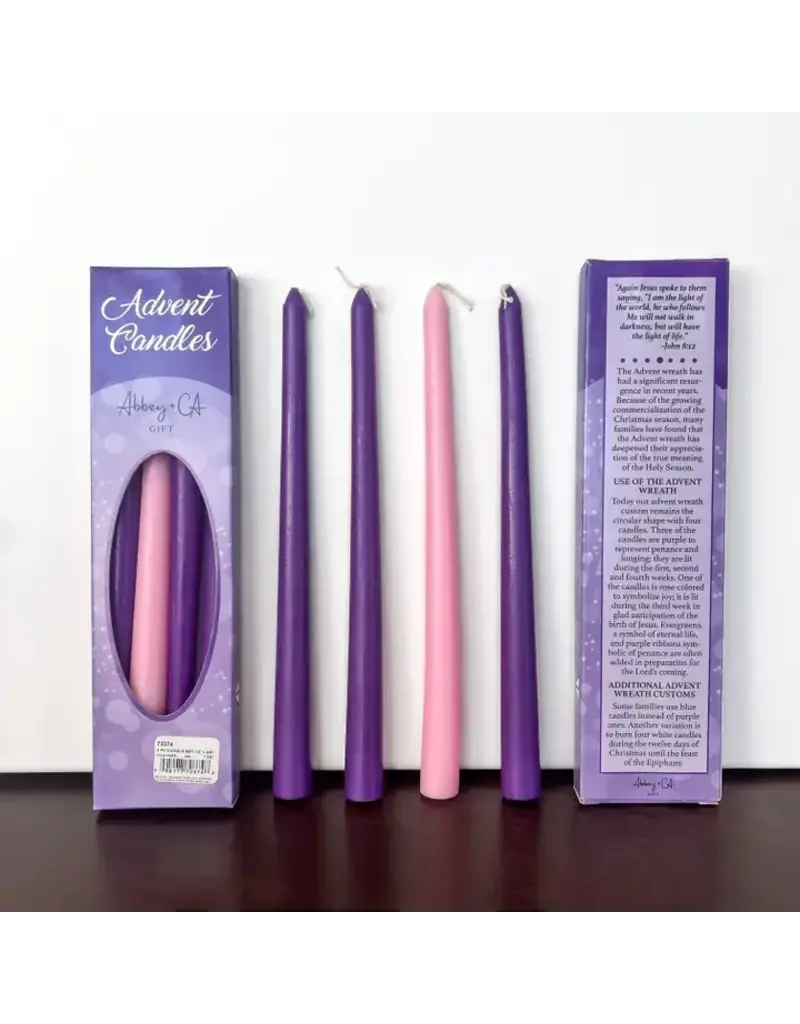 Abbey & CA Gift 3/4" x 10" Advent Candles Set of 4 (3 Violet, 1 Rose)