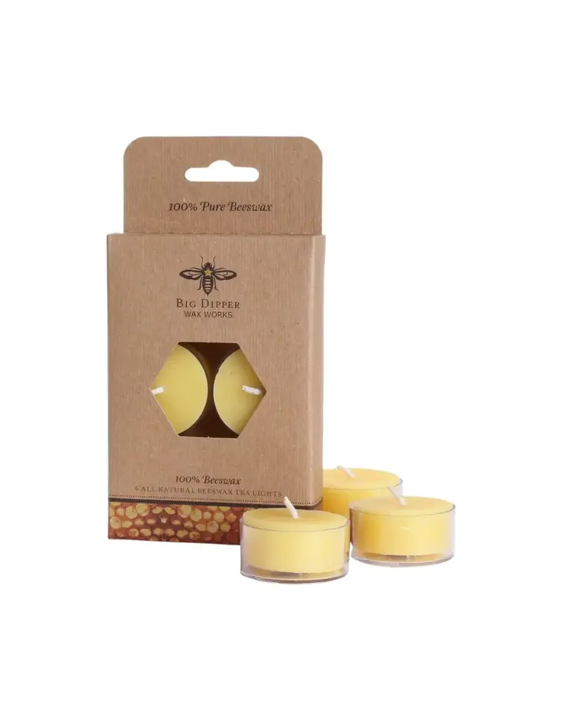 Big Dipper Wax Works Pure Beeswax Tea Lights (Pack of 6)