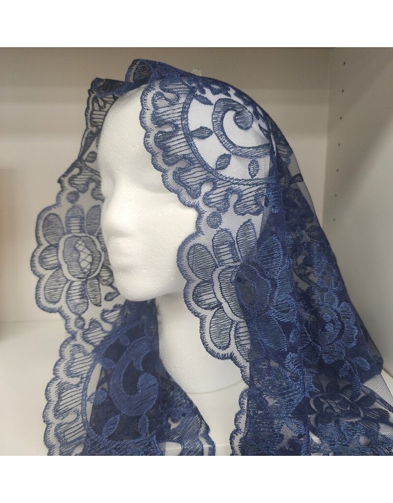 St. Stephen's Bookstore Navy Blue Medallon Spanish Veil