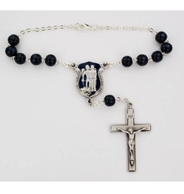 McVan St. Michael Blue Enameled Police Badge Auto Rosary