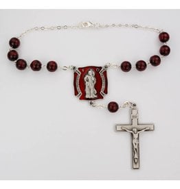 McVan St. Florian Red Enameled Firefighter's Auto Rosary