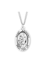 HMH Religious Sterling Silver Large Oval St Anthony 24" Chain