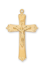 McVan Gold Over Sterling Silver Crucifix with  Gold Plated 18" Chain and Deluxe Gift Box