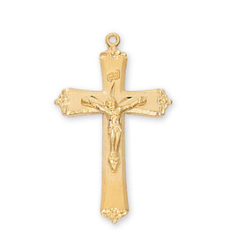 McVan Gold Over Sterling Silver Crucifix with  Gold Plated 18" Chain and Deluxe Gift Box