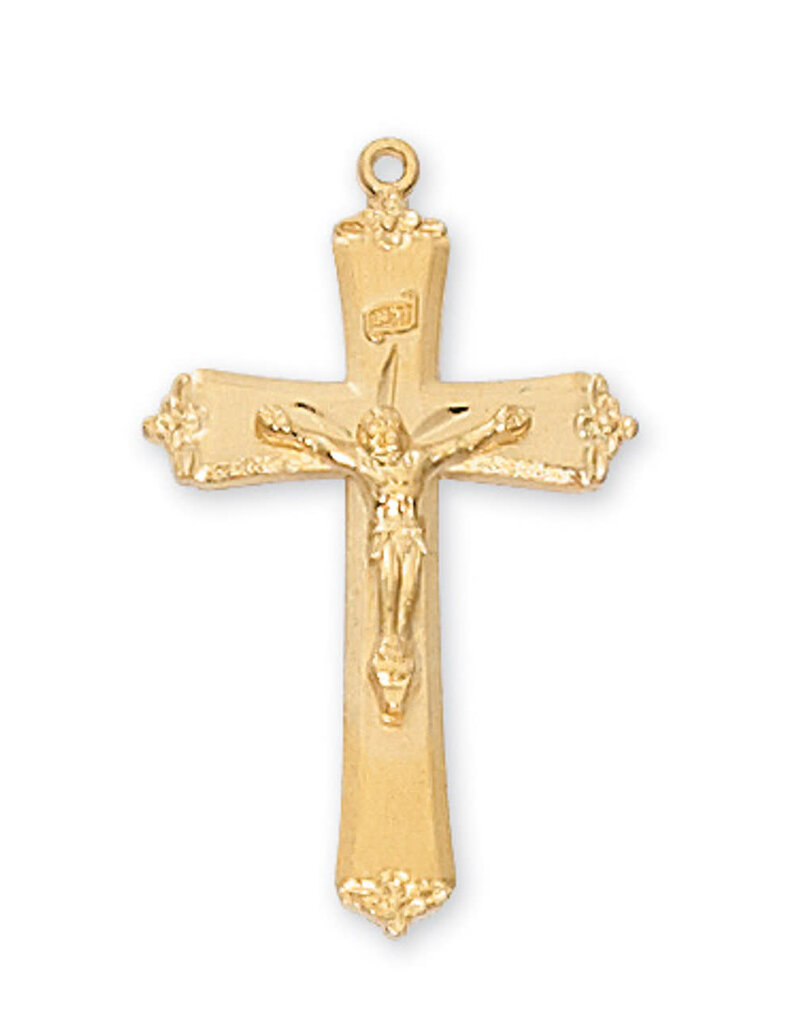 McVan Gold Over Sterling Silver Crucifix with  Gold Plated 18" Chain and Deluxe Gift Box