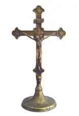 Goldscheider of Vienna Antique Brass Standing  Crucifix, 11"