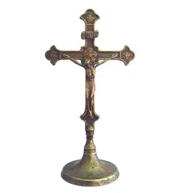 Goldscheider of Vienna Antique Brass Standing  Crucifix, 11"