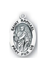 HMH Religious Sterling Silver St. Raphael Archangel Medal With 20" Chain Necklace