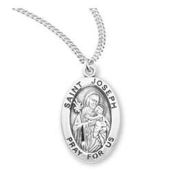 HMH Religious Sterling Silver St. Joseph Medal, 20" chain