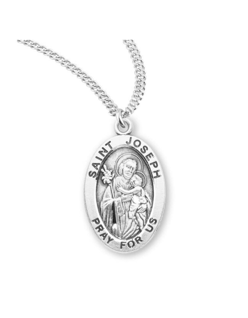 HMH Religious Sterling Silver St. Joseph Medal, 20" chain