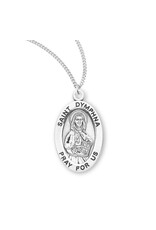 HMH Religious Sterling Silver St. Dymphna Medal With 18" Chain Necklace