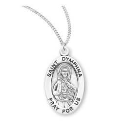 HMH Religious Sterling Silver St. Dymphna Medal With 18" Chain Necklace