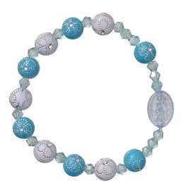 Sine Cera 8mm Blue Flower Acrylic Children’s Rosary Bracelet