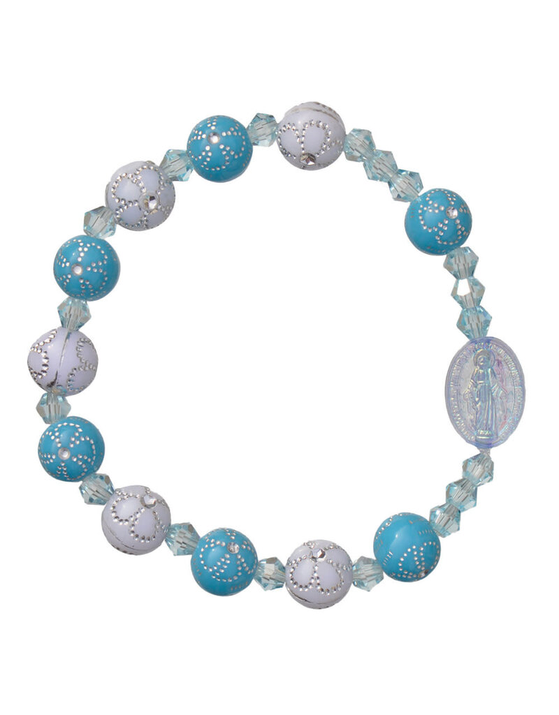 Sine Cera 8mm Blue Flower Acrylic Children’s Rosary Bracelet