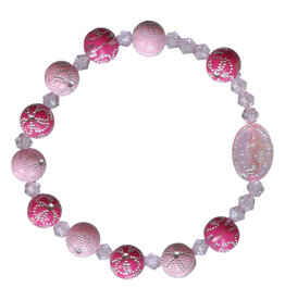 Sine Cera 8mm Pink Flower Acrylic Children’s Rosary Bracelet