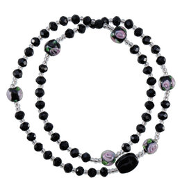 Sine Cera 4mm Black Genuine Crystal Twist Rosary Bracelet