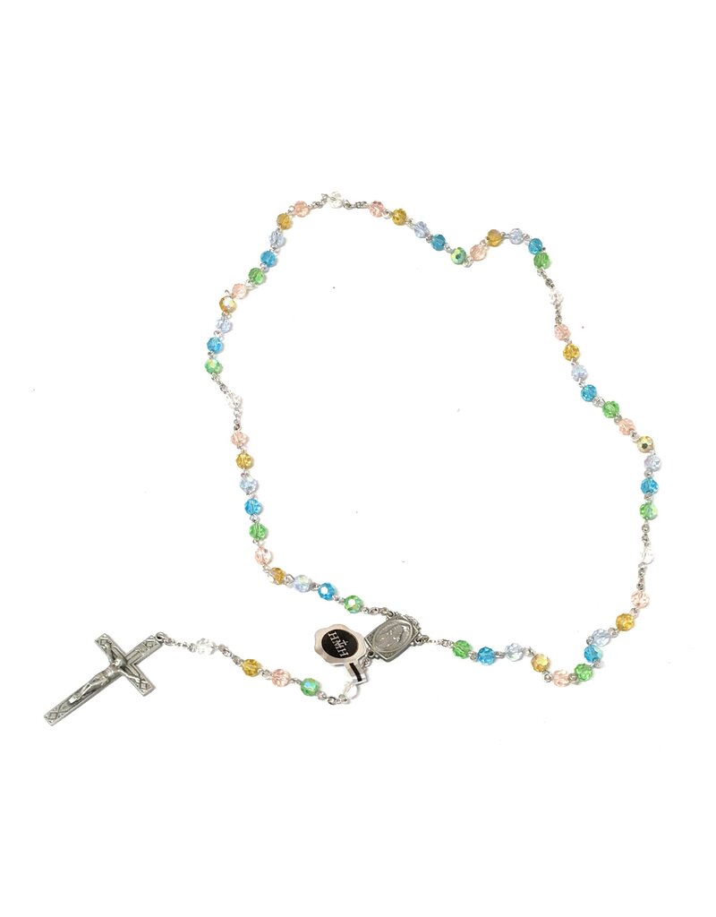 HMH Religious 6mm Tin Cut Multi Color Bead Rosary