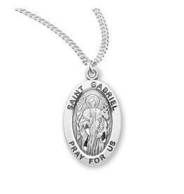HMH Religious Sterling Silver St. Gabriel Medal With 20" Chain Necklace