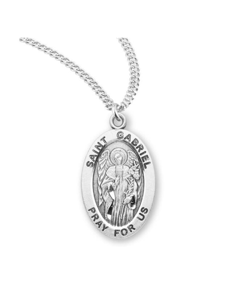 HMH Religious Sterling Silver St. Gabriel Medal With 20" Chain Necklace