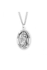 HMH Religious Sterling Silver Large St. Christopher Medal With 24" Chain Necklace