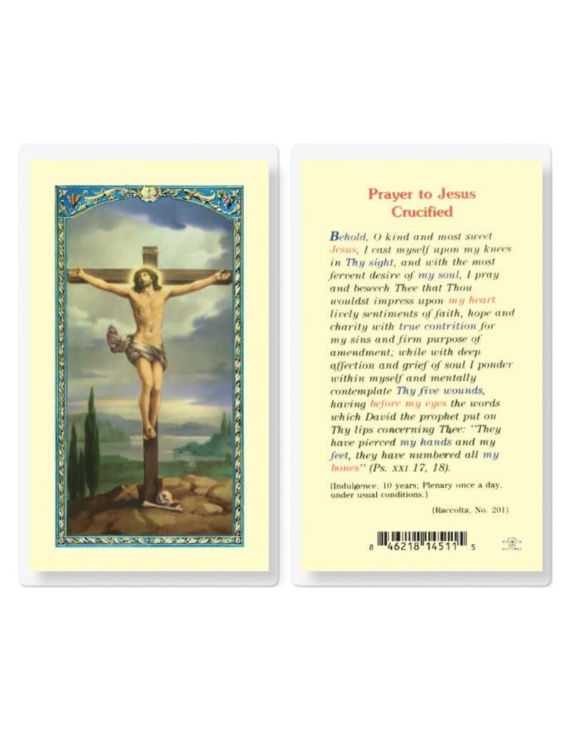 WJ Hirten Laminated Prayer Card Prayer to Jesus Crucified