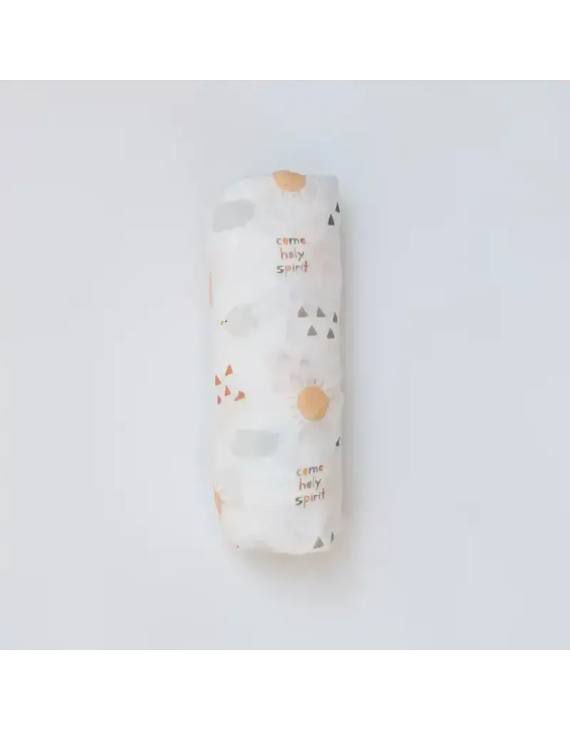 The Little Rose Shop Catholic Baby Swaddle Muslin Blanket - Come Holy Spirit