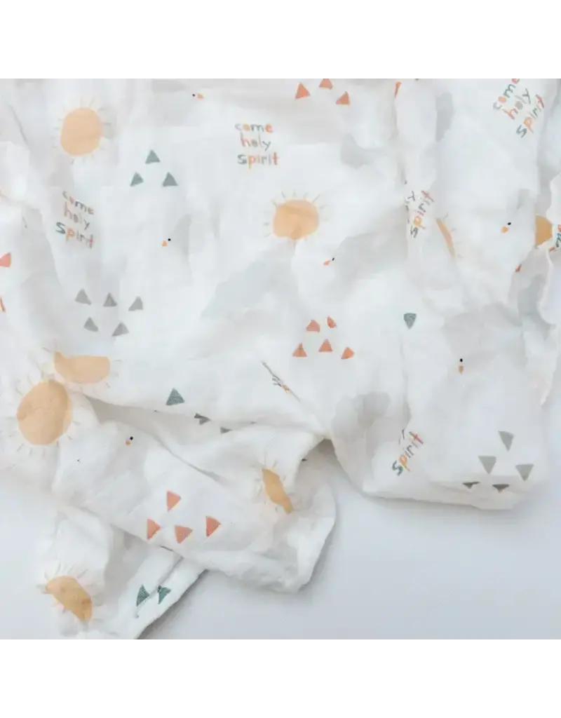 The Little Rose Shop Catholic Baby Swaddle Muslin Blanket - Come Holy Spirit