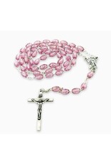 Rosary with Plastic Beads & Our Lady of Grace Centerpiece - pink