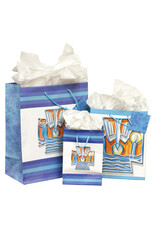 The Printery House Blue Baptism Gift Bag with Decorative Cross (Tissue Paper Included)
