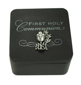 CA gift First Holy Communion Keepsake Box (Black w/ Pewter Chalice)