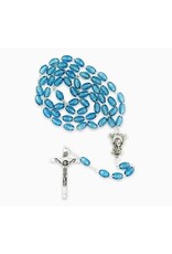 Rosary with Plastic Beads & Our Lady of Grace Centerpiece - blue