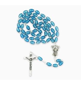 Rosary with Plastic Beads & Our Lady of Grace Centerpiece - blue