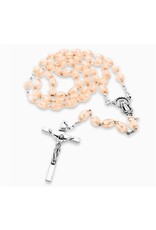 Rosary with Plastic Beads & Our Lady of Grace Centerpiece - Peach/Pink