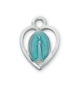 McVan Blue Enameled Miraculous Medal with 18" Chain