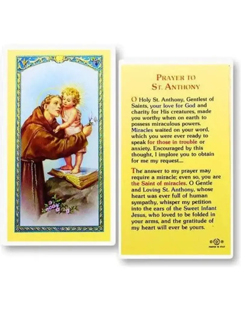 WJ Hirten Laminated Holy Card Prayer to St. Anthony