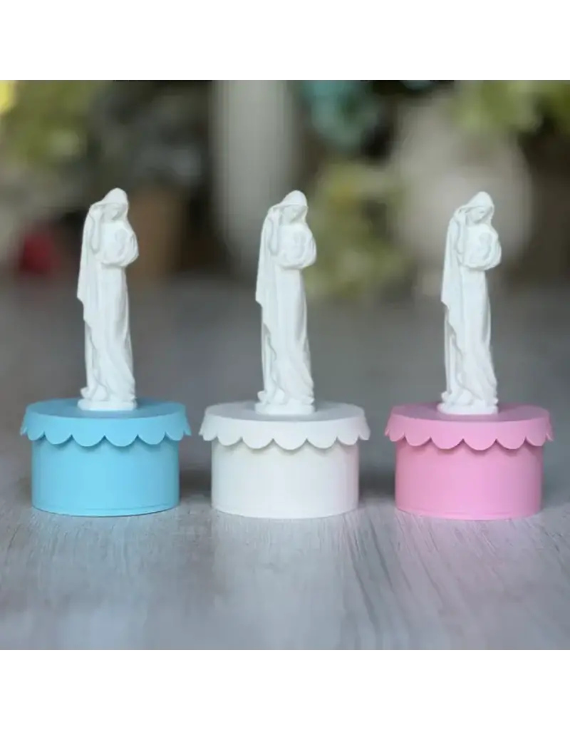Be Still Prayer Space 3D Printed Miraculous Medal Madonna Keepsake box, dark blue