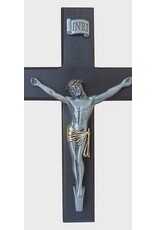 Abbey & CA Gift Black Wood Crucifix With 2 Tone Corpus - 10"
